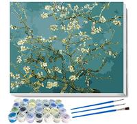 liziciti Kits de pintura por números, serie de obras maestras de Vincent Van Gogh, obras de arte de pintura al óleo para adultos, niños, principiantes, 40 x 50 cm, sin marco (flor de almendro)