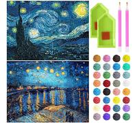 liziciti Paquete de 2 kits de pintura de diamantes para adultos, pinturas famosas de Van Gogh Full Drill 5D Diamond Art, pintura artística de gemas 12 x 16 pulgadas, # 1