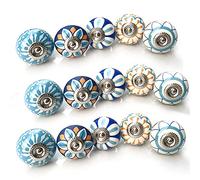 Lizipai Pomos multicolor hechos a mano con tornillo, accesorios de manija de decoración de muebles, pomos de cerámica para cajones de armarios, aparadores y armarios florales (16 piezas)
