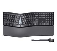 LIZRROT Teclado ergonómico inalámbrico, teclado dividido con reposamuñecas, cepillo de limpieza y escritura cómoda, conectividad USB de 2.4 G, teclado inalámbrico compatible con Windows, color negro