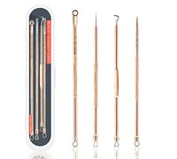 LIZVEE Kit de herramientas para picar espinillas, kit profesional de eliminación de puntos negros, extractor de comedona, kit de acné para Whitehead Popper, eliminación de zit con caja portátil, oro rosa