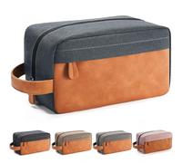 Lizzton Neceser de Viaje para Hombre, Bolsa de Almacenamiento Dopp Set de Cuero de Cuero de Gran Capacidad PU, Adecuada para afeitarse, cosméticos, Fitness, Azul Marino