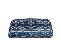 LJABCVNN Bolsa de piel con estampado tribal maorí polinesio azul con cremallera, bolsa de almacenamiento, organizador de maquillaje para oficina y uso diario, Gold, Talla única, Maleta