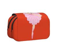 LJABCVNN Little Ballerina Dancing Girl - Estuche doble para bolígrafos, 2 capas con bolsillos con cremallera para niños y niñas