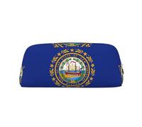 LJABCVNN New Hampshire State Flag - Bolsa de cuero con cremallera, bolsa de almacenamiento, organizador de maquillaje para oficina y uso diario, Silver, Talla única, Maleta