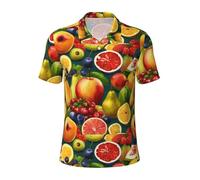 LJABCVNN Polo para hombre con estampado de alimentos saludables, dignos de uso casual y de negocios, adecuado para la mayoría de hombres adultos, Negro, XL