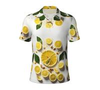 LJABCVNN Polo para hombre con estampado de limón amarillo, digno de uso casual y de negocios, adecuado para la mayoría de hombres adultos, Negro, 3XL