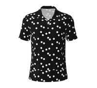 LJABCVNN Polo para hombre con estampado de lunares blancos y negros, dignos de uso casual y de negocios, adecuado para la mayoría de hombres adultos, Negro, 4XL