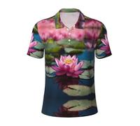 LJABCVNN Spirit of The Lotus Print - Polo para hombre, digno de estilo casual y de negocios, adecuado para la mayoría de hombres adultos, Negro, XL
