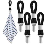 LJAPPLIED 4 Piezas Pinzas para Toallas, Clips para Paños de Cocina, Ganchos Perchas para Toallas de Té para Baño Cocina Colgar Colgando Toallas (negro)
