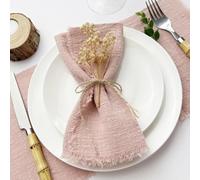 LJAYNJC Servilletas de Tela 50 Uds. Servilleta de algodón de 32x32cm, Toalla de té Reutilizable, decoración de Mesa de Navidad for Fiesta de Boda, servilleta Retro con Rebabas(1)