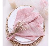 LJAYNJC Servilletas de Tela Paquete de 10 servilletas de Tela de Costura Rosa de 30x30cm, servilletas de Tela de algodón, Toallas de Mesa de Gasa, decoración de Boda(3)