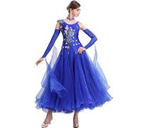 LJCCYYWZ Vestido de Competencia de vals Moderno Vestidos de Baile de Baile de Bordado para Mujeres Cirazos de Baile de Tango sin Tirantes,Azul,3XL