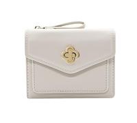 LJCZKA Cartera Mujer Pequeña, Piel Bifold Monedero Gran Capacidad Billeteras Corto Porta Monedas con Cremallera Monederos, Ranuras para Tarjetas (Blanco)