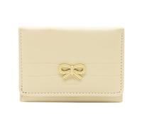 LJCZKA Cartera Mujer Piel, Pequeña Cuero Monedero Chicas Trifold Bonito Arco Billeteras Corto Porta Monedas con Ranuras para Tarjetas, ID Ventana (Amarillo)