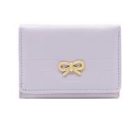 LJCZKA Cartera Mujer Piel, Pequeña Cuero Monedero Chicas Trifold Bonito Arco Billeteras Corto Porta Monedas con Ranuras para Tarjetas, ID Ventana (Morado)