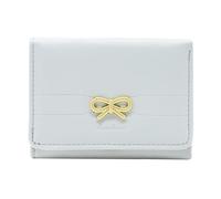 LJCZKA Cartera Mujer Piel, Pequeña Cuero Monedero Chicas Trifold Bonito Arco Billeteras Corto Porta Monedas con Ranuras para Tarjetas, ID Ventana (Azul)