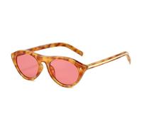 LJCZKA Gafas de Sol Ovaladas Retro Mujer Hombre Pequeño Gafas de Sol Ojo de Gato Ovaladas Vintage Redondo Estrecho Montura Moda Protección UV400 (Naranja Rojo)