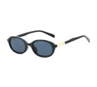 LJCZKA Gafas de Sol Ovaladas Retro Mujer Hombre Pequeño Gafas de Sol Ovaladas Vintage Ojo de Gato Estrecho Montura y2k Años 90 Moda Protección UV400 (Negro Negro)