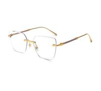 LJCZKA Gafas Luz Azul Sin Montura Ojo de Gato para Mujer, Gafas Anti Luz Azul Cuadradas Marco de Metal Antifatiga para Gaming, pc, Lectura