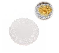LJFEA 150 Hojas Papel de Encaje Blanco Redondo Tapetes de Papel para Tarta, Pastel, Postre, Cupcake, Bocadillos, Pizza, Rosquilla, Cookies, Comida Frita (13.5cm)