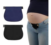 LJFEA 2 Piezas Extensores de Jeans con Cintura Ajustable Extensor de Pantalones para Embarazadas Extensor de Cintura Elástica para Pantalones de Maternidad (Negro, Azul)