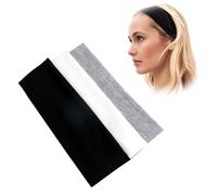 LJFEA 3 Pcs Yoga Headbands, Elastic Hairbands, Men's and Women's Non-Slip Hairbands, Sports Running Workout Fitness (Negro Blanco Gris Claro)