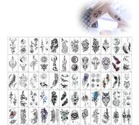 LJFEA 60 Hojas Tatuajes Temporales, Negro Tatuajes Falsos, Tatuajes Temporales Adultos Impermeables, Tattoo Temporal para Niños Adultos Hombres y Mujeres