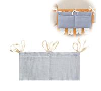LJFEA Pieza de Almacenamiento para Cuna con 2 Bolsillos Pieza de Almacenamiento para Cama Colgante, Pieza de Almacenamiento Lateral para Cuna, Bolsa para Cama, Bolsa para Juguetes(Gris)
