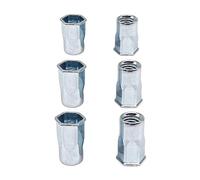 LJFMDLN Tuerca de remache de cabeza plana semihexagonal de 300 Uds M4 M5 M6, Kit surtido, inserto de rosca hexagonal de acero al carbono galvanizado