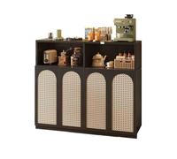 LJHFG63KUYT Aparador Retro-Style Kitchen Sideboard Living Room Storage Floor-Standing Wall-Mounted Four Doors with Compartments Almacenamiento(Negro)