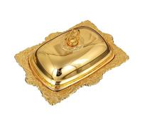 LJHFG63KUYT Contenedor Caja de Mantequilla Cuadrada con Tapa de Metal y Acero, for Guardar Queso, Color Dorado para encimera