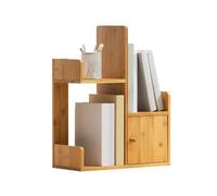 LJHFG63KUYT Librería Estantería de bambú sobremesa Minimalista escalonada for el hogar, Estante Almacenamiento Multiusos con Puerta Moderna