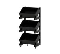 LJHFG63KUYT Librería Estantería movible de Madera for el Suelo con Ruedas, Estante Almacenamiento 3 Niveles for Oficina en casa Estantes organizadores