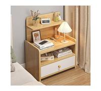 LJHFG63KUYT Mesa Auxiliar Mesita de Noche con un Solo cajón, mesita Almacenamiento Multicapa, Patas Mesa Recogida Madera Simples, Muebles pequeños(A)
