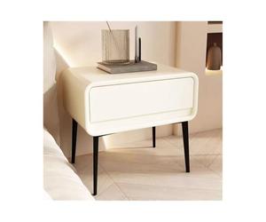 LJHFG63KUYT Mesa Auxiliar Mesita de Noche Madera Minimalista, Moderna, Pierna Alta, pequeño, con un Solo cajón, Mueble, gabinete Almacenamiento(Blanco,Grande)