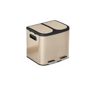 LJHFG63KUYT Papelera de Cocina Cubo de Basura Rectangular 40 litros con Doble Compartimento, Cierre Suave y Pedal - 2 Compartimentos 20, Acero Inoxidable(Gold)