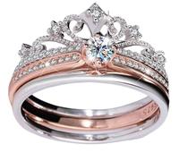 ljhjdkxf Anillo de corona apilable 2 en 1, joyería de moissanita de plata esterlina S925, anillos de lujo cotidianos con diseño de fuegos artificiales de castillo para mujeres (1 PCS,10)