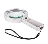 LJHJYDW 10X Illuminated Magnifier, Handheld Magnifying Glass with Lights for Macular Degeneration, Seniors, Loupe for Reading Books, Newspapers, Maps, Observin Fashionable
