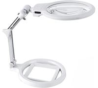 LJHJYDW 2.5 X 5X Magnifying LampDesktop Folding Magnifier Hands Portable Adjustable Reading Magnifying Glass 2 Lamp Illuminated Table Stand Magnifier for Inspection Handcraft