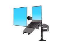 LJHJYDW 22-32" LCD TV Monitor Desktop Stand + 10-17" Laptop Stand with Gas Spring, Full Motion, 2-12kg, Dual-Arm Clamp(2-12kg for 200x100)