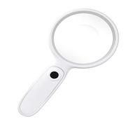 LJHJYDW 30x Hand-Held Magnifying Glass with Light, Elderly Reading Magnifier Students Observe Magnifying Glass White