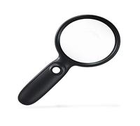 LJHJYDW 30x Hand-Held Magnifying Glass with Light, Elderly Reading Magnifier Students Observe Magnifying Glass Black