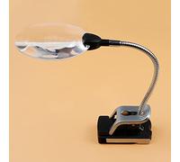 LJHJYDW 8X Magnifying Glass with Light and Stand Desktop Magnifier with Lamp Bead, 360° Adjustable Swivel Arm Lens Magnifier Lamp for Close Work, Reading, Crafts,Square
