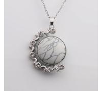 LJHJYDW Crystal Necklaces For Women, Dainty Natural White Turquoise Crescent Star Wrap Pendant Necklace Lucky Blessing Reiki Chakra Yoga Necklace Meditation Jewelry Gift For Girl Women Men