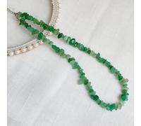 LJHJYDW Crystal Necklaces For Women, Natural Green Aventurine Irregular Gravel Choker Necklace Reiki Chakra Necklace Dainty Chain Yoga Meditation Jewelry Trendy Gift For Girl Women Men