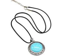 LJHJYDW Crystal Pendant Necklace, Stone Necklace Dainty Natural Turquoise Round Shape Choker Reiki Amulet Chakra Chain Yoga Meditation Jewelry For Girl Women Mencrystal