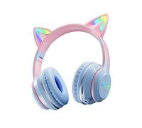 LJHJYDW Cute Cat Ear Gaming Headset 4-in-1 - RGB Backlit, Low Latency Wireless Bluetooth 5.1 & Wired Headphones, Foldable, 10H Playtime for Girls, PC, PS5, Switch, Mobile