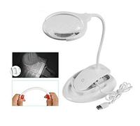 LJHJYDW Desk Magnifier with Light Clamp 3X 8X Illuminated Magnifying Glass with Lamp USB Rechargeable for Crafts, Hobbies, Inspection, Reading, Jewelry,Sewing Beauty A
