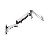 LJHJYDW Full Motion Aluminum Gas Spring Dual Arm Laptop Wall Mount Stand Bracket Grommet Hole Clip Notebook Tray